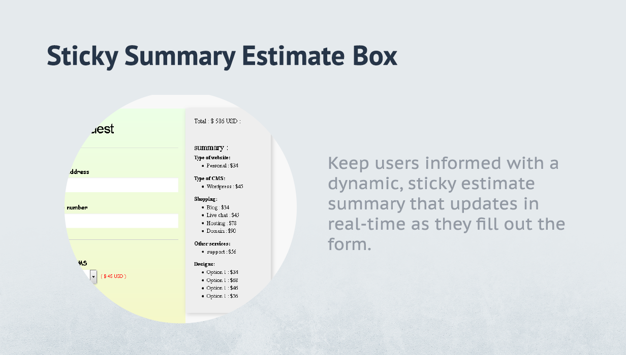 sticky summary box